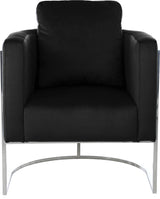 Casa Velvet Upholstered Chair, Black, Chrome Finish