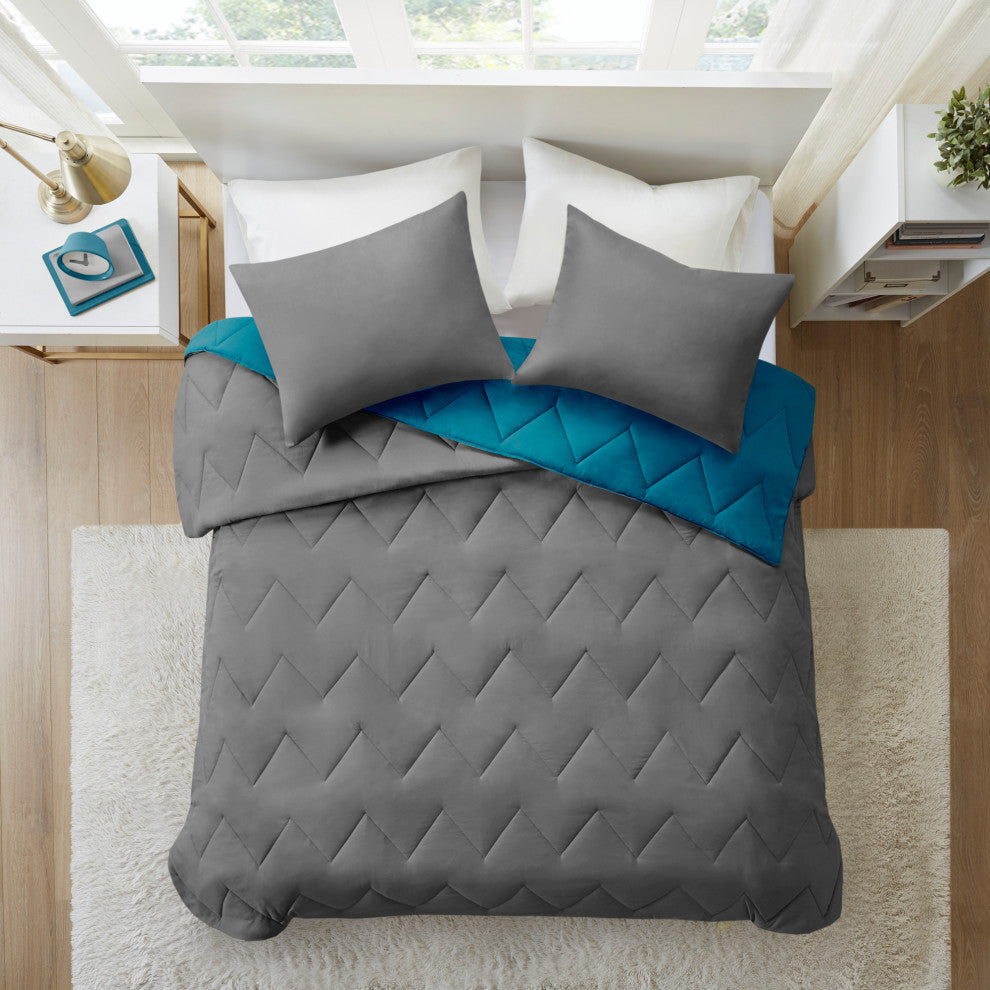 Intelligent Design Microfiber Solid Comforter Mini Set, Full/Queen