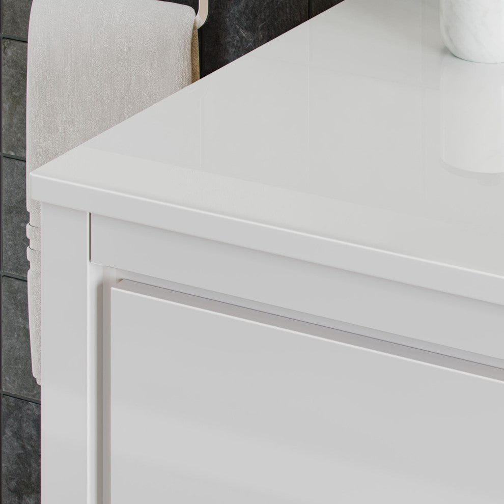 Esconde Bath Vanity, High Gloss White, 48", Single Sink, Freestanding