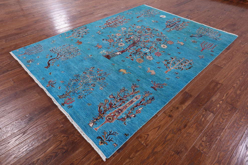 6' 10" X 9' 5" Persian Gabbeh Tribal Handmade Wool Rug Q11218