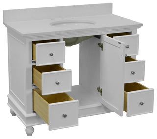 Bella 42" Bathroom Vanity, White, Quartz