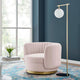 Armchair Swivel Accent Tufted Chair, Pink Gold, Velvet, Modern, Hospitality