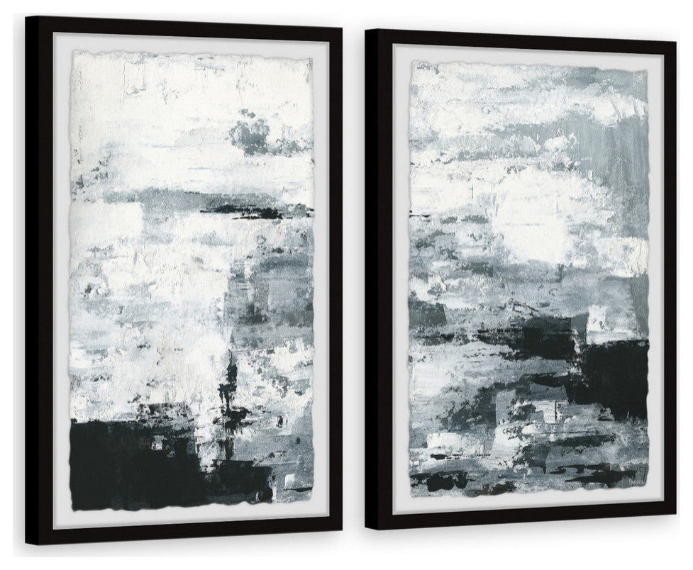 Black and White Smudges II Diptych, 48"x36"