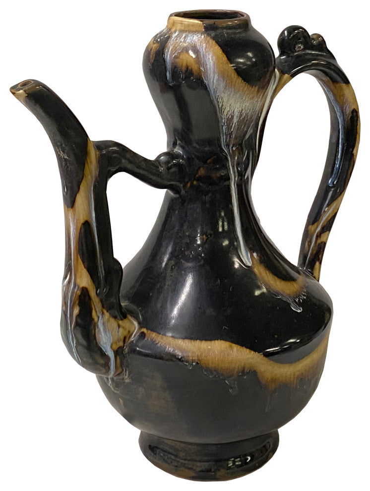 Chinese Ware Black Brown Glaze Ceramic Jar Vase Display Art Hws3024