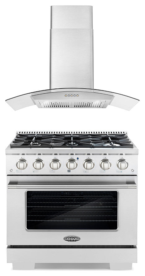 2-Piece Kitchen, 36" Gas Range and 36" Wall Mount Range Hood