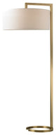 2-Light Ring Base Floor Lamp Antique Brass White Linen Shade