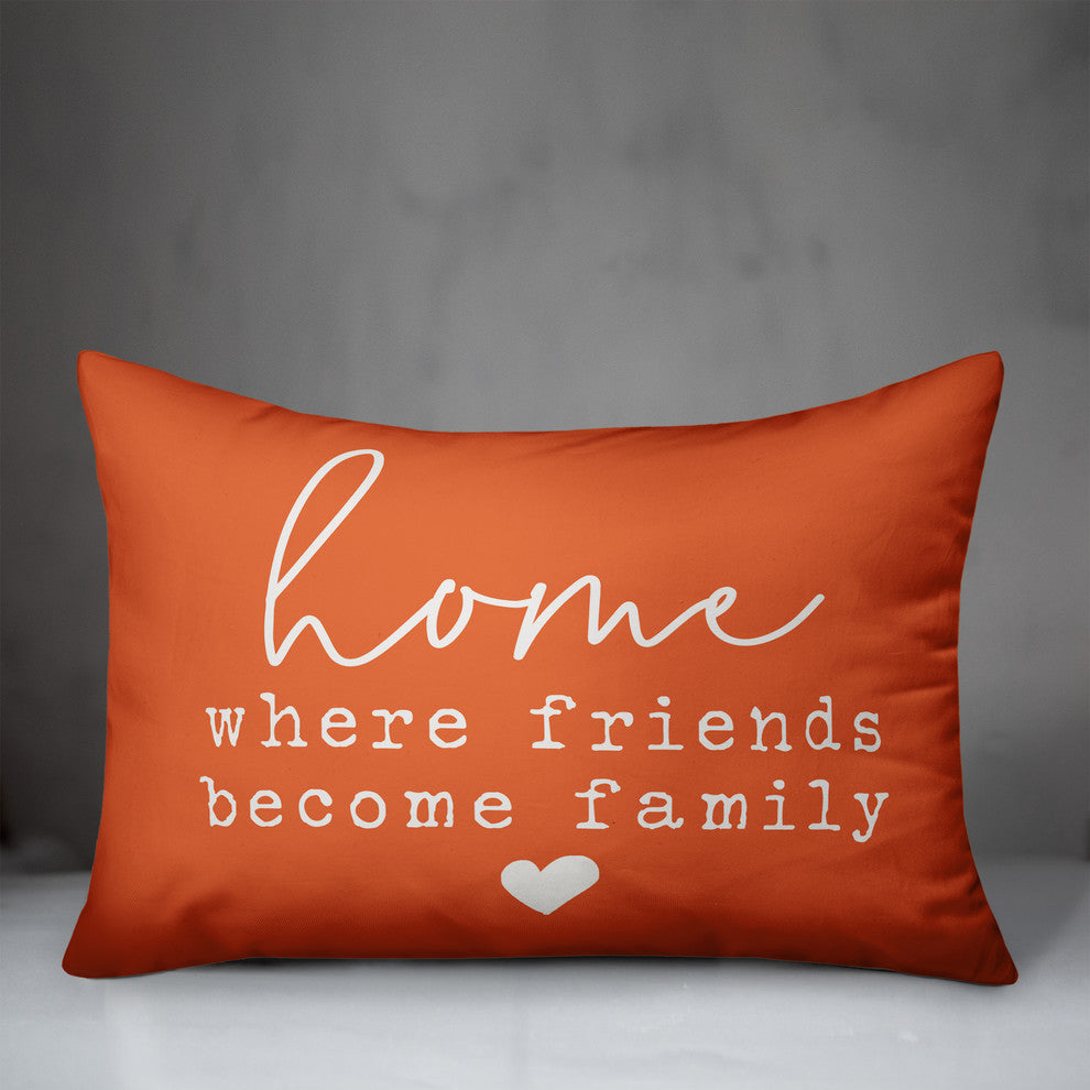 Home Where Friends Become Family Outdoor Lumbar Pillow
