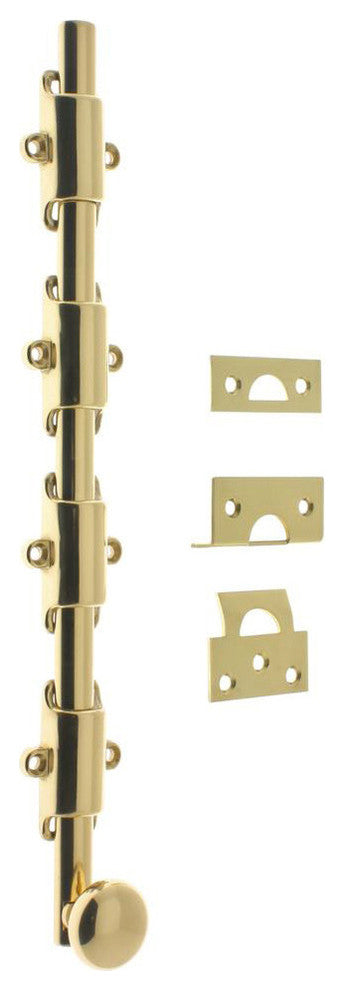 Genuine Solid Brass 36" Heavy Duty Surface Bolt, Polished Brass