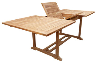9 Piece Teak Wood Castle Patio Dining Set with Rectangular Extension Table