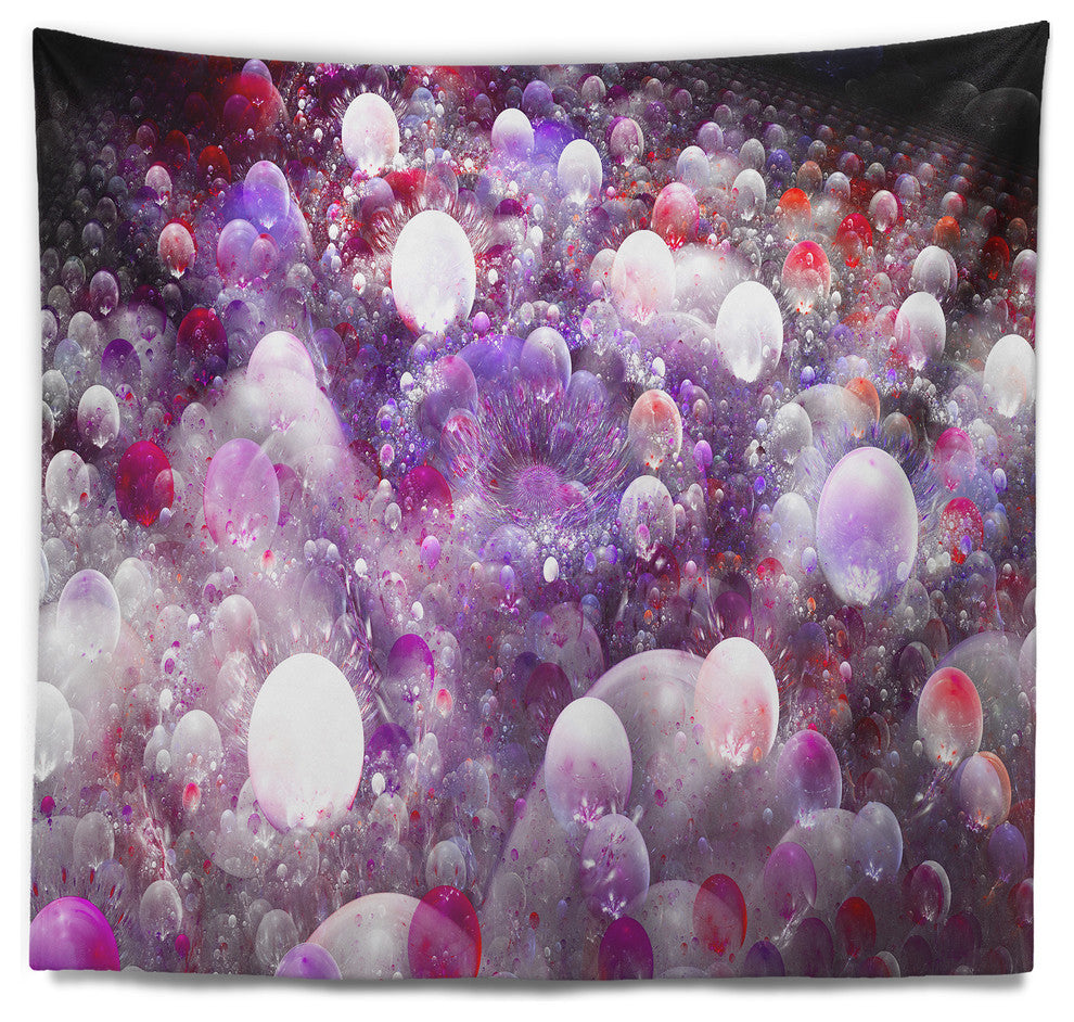 Red Fractal Molecule Pattern Abstract Wall Tapestry, 39"x32"