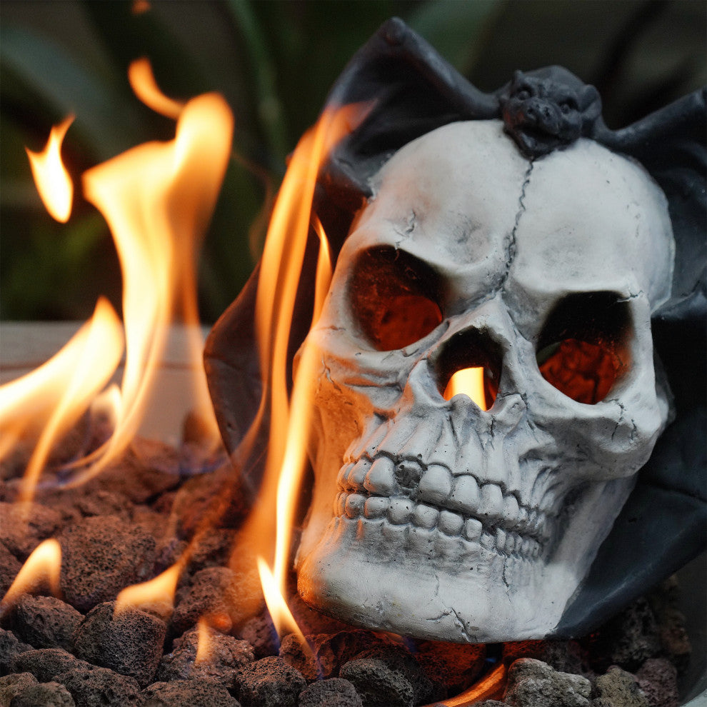 Gewnee Fire Pit Demon Skull Gas Log for Ventless & Vent Free