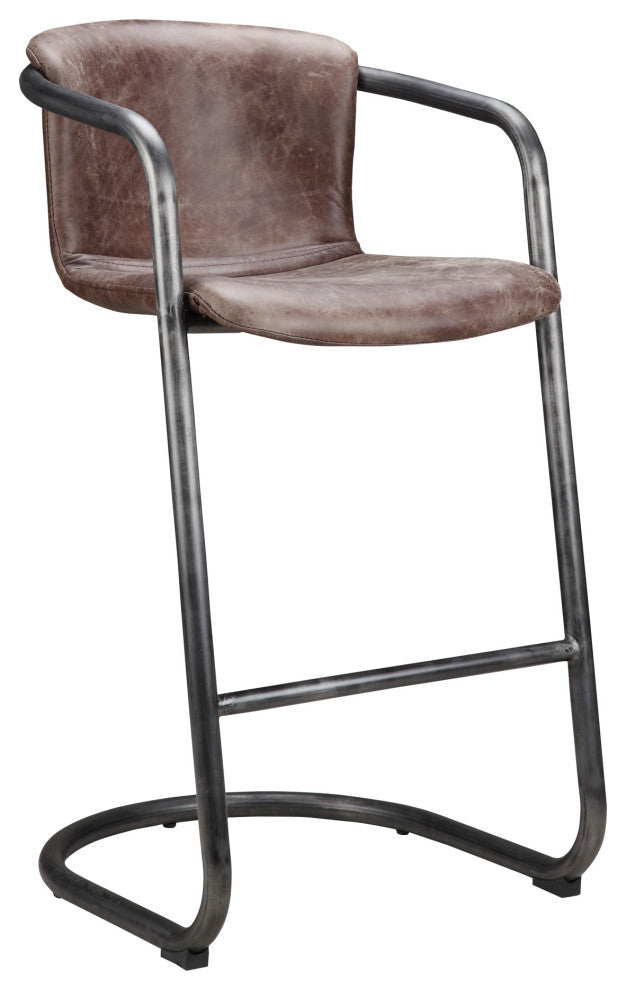 Freeman Barstool Grazed Brown Leather, Set of 2