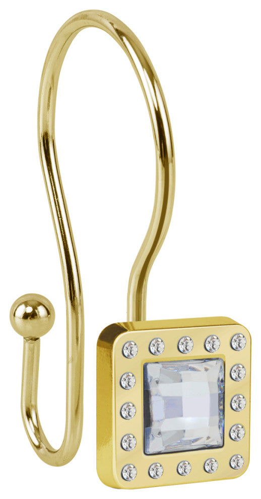 Utopia Alley Shower Hooks - Double Shower Curtain Rings for Bathroom, Gold
