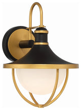 Atlas 1-Light Outdoor Wall Sconce, Matte Black/Textured Gold