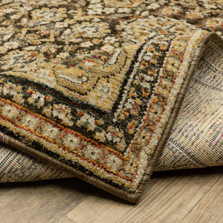 Adeline Bordered Traditional Brown/ Gold Area Rug 8'6" x 11'7"
