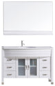 Virtu Ava 48" Single Bathroom Vanity, White With White Top, Faucet and Mirror