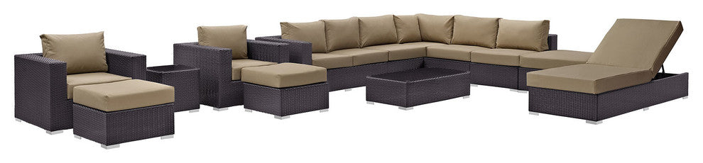 Espresso Mocha Convene 12-Piece Outdoor Patio Sectional Set