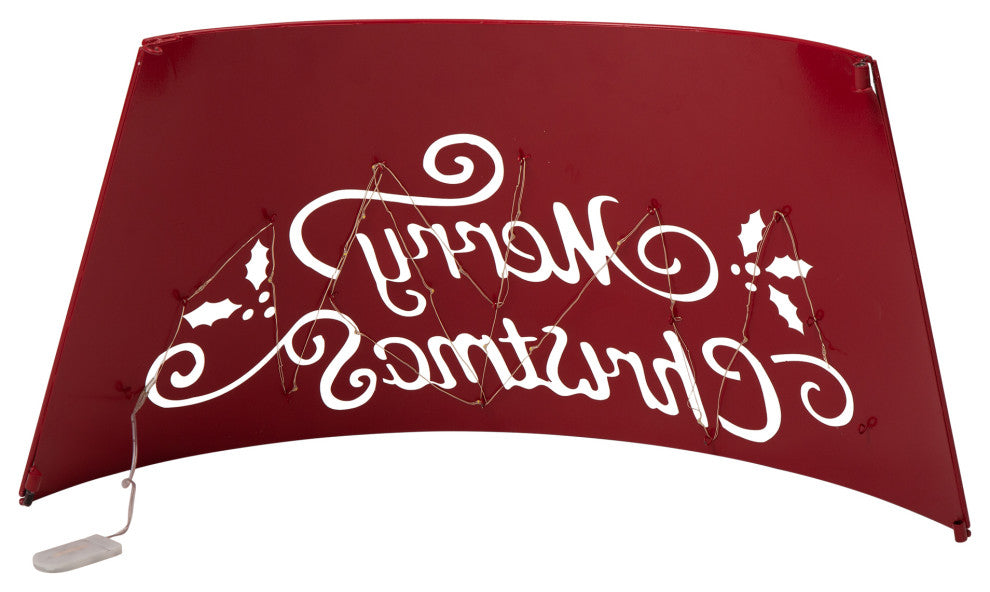 26"D "Merry Christmas" Diecut Metal Tree Collar With Light String