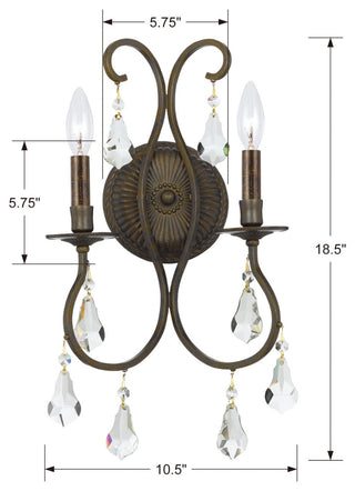 Crystorama Lighting Group 5012-CL-MWP Ashton 2 Light 18" Tall - Olde Silver