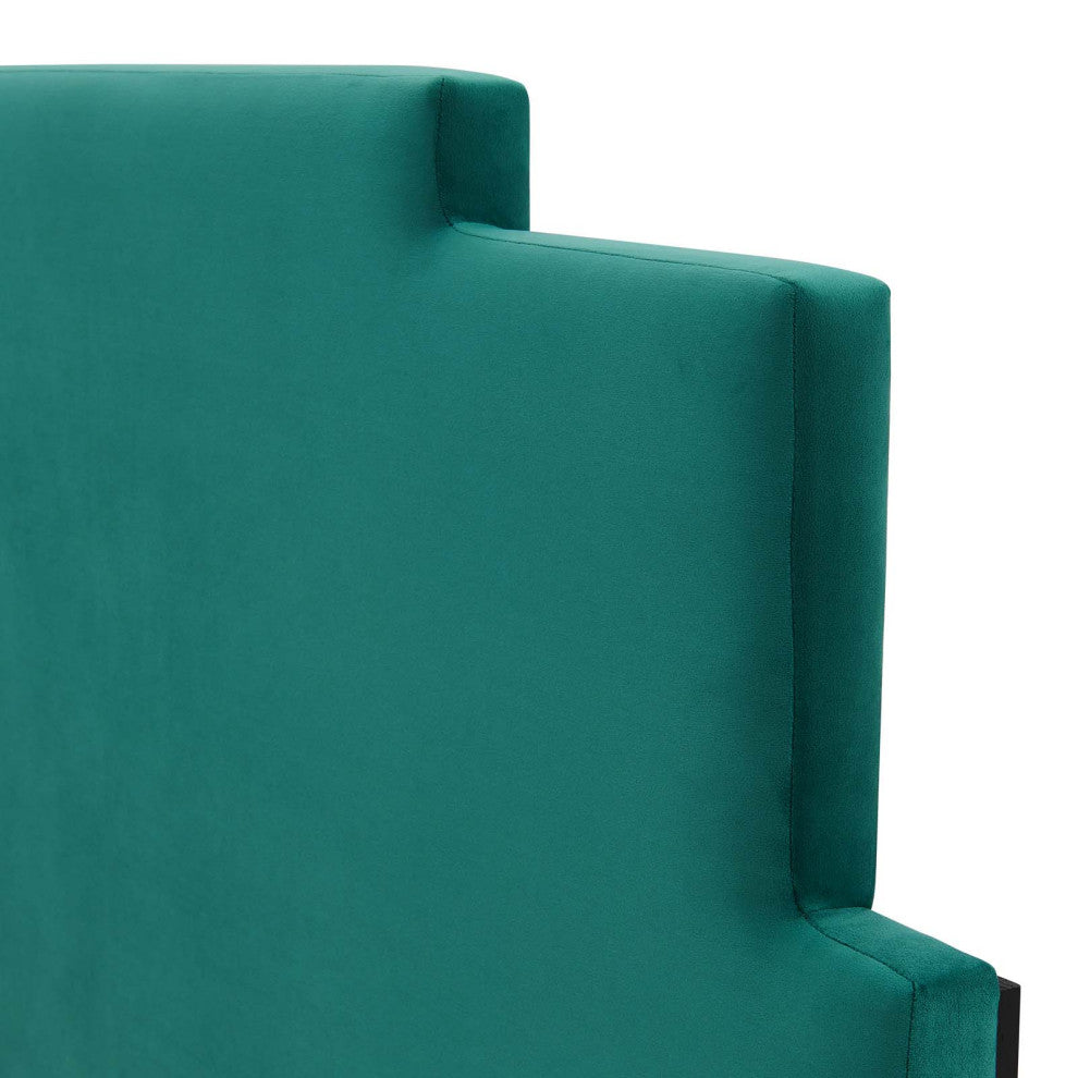 Headboard, Twin Size, Velvet, Teal Blue, Modern Contemporary, Bedroom Master