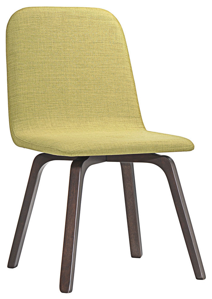 Modern Urban Contemporary Dining Side Chair, Brown Green Wood Fabric