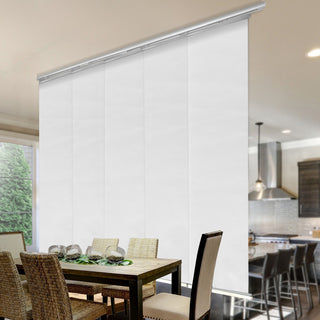 Chauky White 5-Panel Track Extendable Vertical Blinds 58-110"W