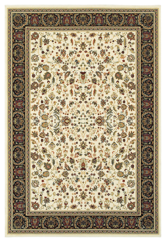 Karaman Traditional Ivory/ Black Area Rug, 9'10"x12'10"