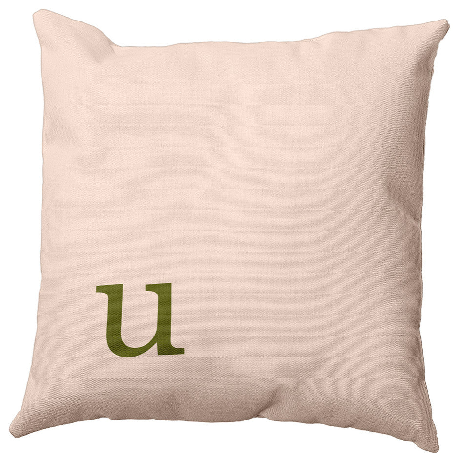 26"x26" Modern Monogram Decorative Throw Pillow, Olive