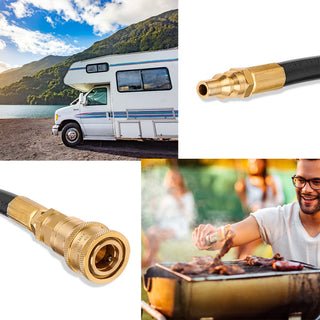12 FT 1/4-inch Low Pressure Propane Quick-Connect Hose 250PSI Max