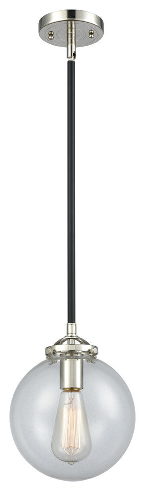 Beacon 1-Light LED Mini Pendant, Black Polished Nickel, Glass: Clear