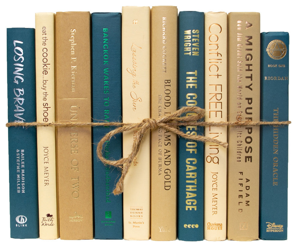 Decorative Books - Sand Dune Book Bundle - 1 foot of Blue and Tan Books