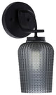 Cavella 1 Light Wall Sconce, Matte Black Finish, 5" Smoke Textured Glass