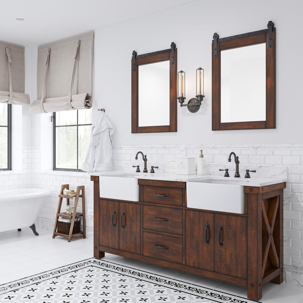Paisley 72" Double Vanity, Rustic Sierra, Vanity With Faucet