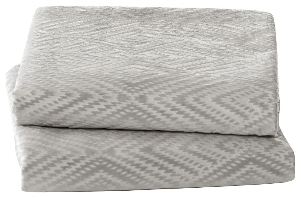 IKAT Velvet Pillow Shell Sets, Silver, 26" X 14"