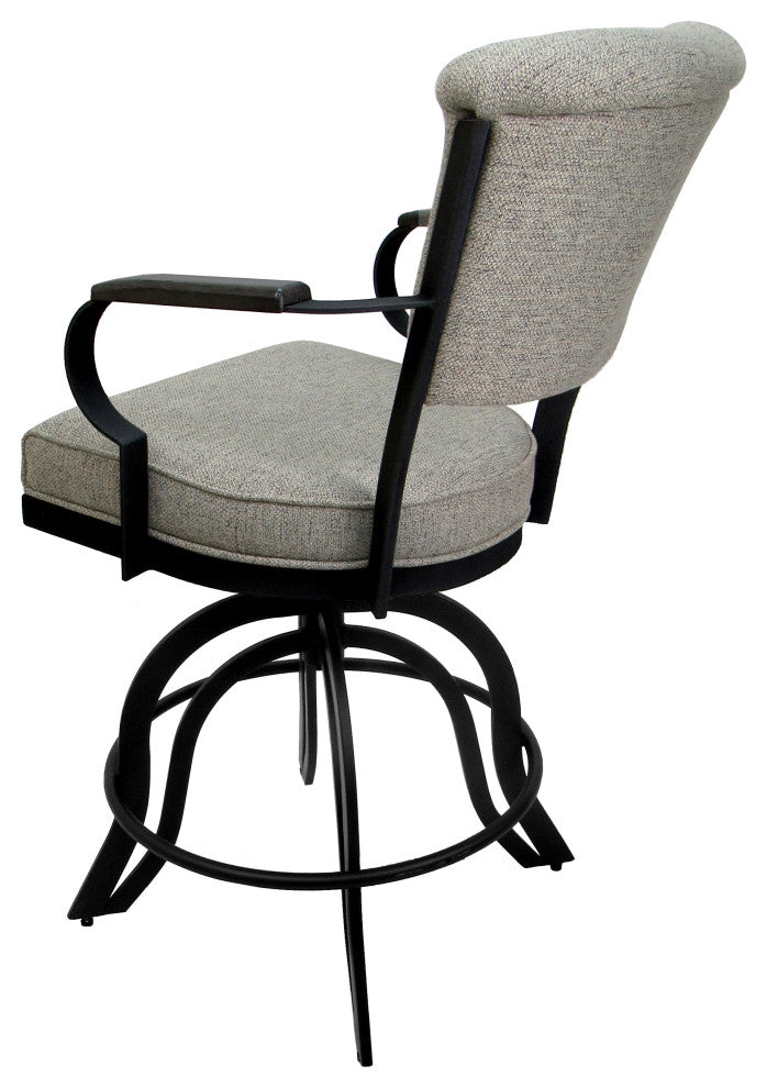 Miami Counter 26" or 30" Metal Bar Stool Wood Armrests - A Base, Portwood Ash -