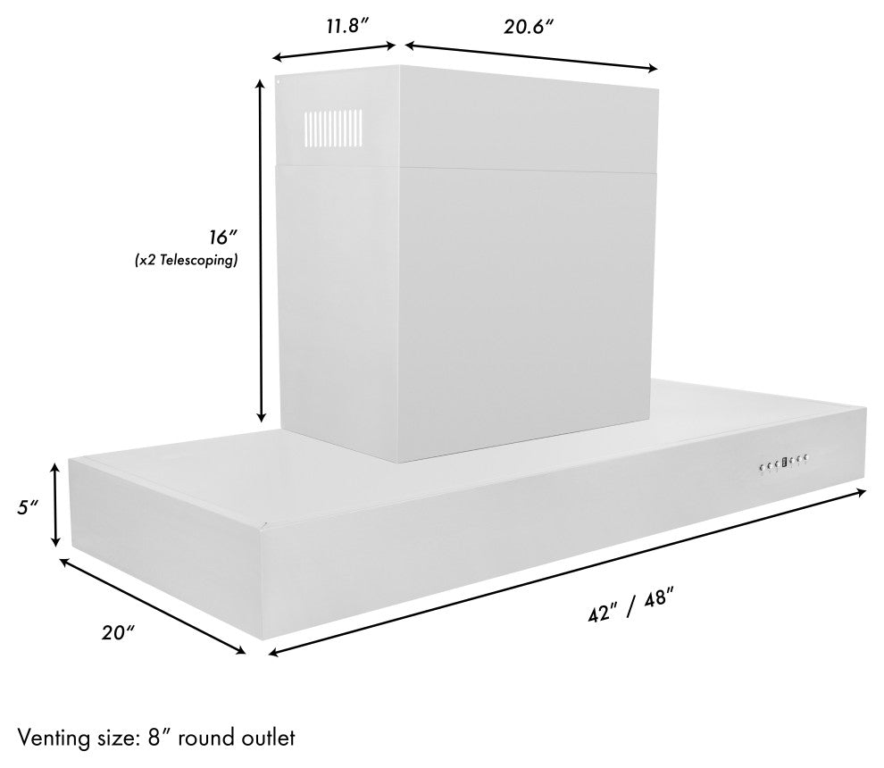 ZLINE 48 in. Wall Range Hood, Stainless Steel, KECOM-48