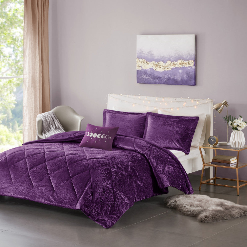 Intelligent Design Felicia Crushed Velvet 4-Piece Comforter Set