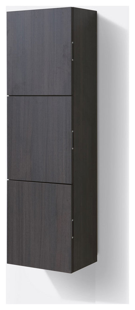 Bliss 18"W x 59"H Linen Side Cabinet, 3 Doors, Gray Oak Finish, High Gloss Gray Oak