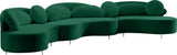 Vivacious Velvet Upholstered 3-Piece Sectional, Green