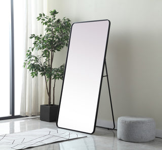 Soft Corner Metal Rectangle Full Length Mirror 30X60 Inch, Black