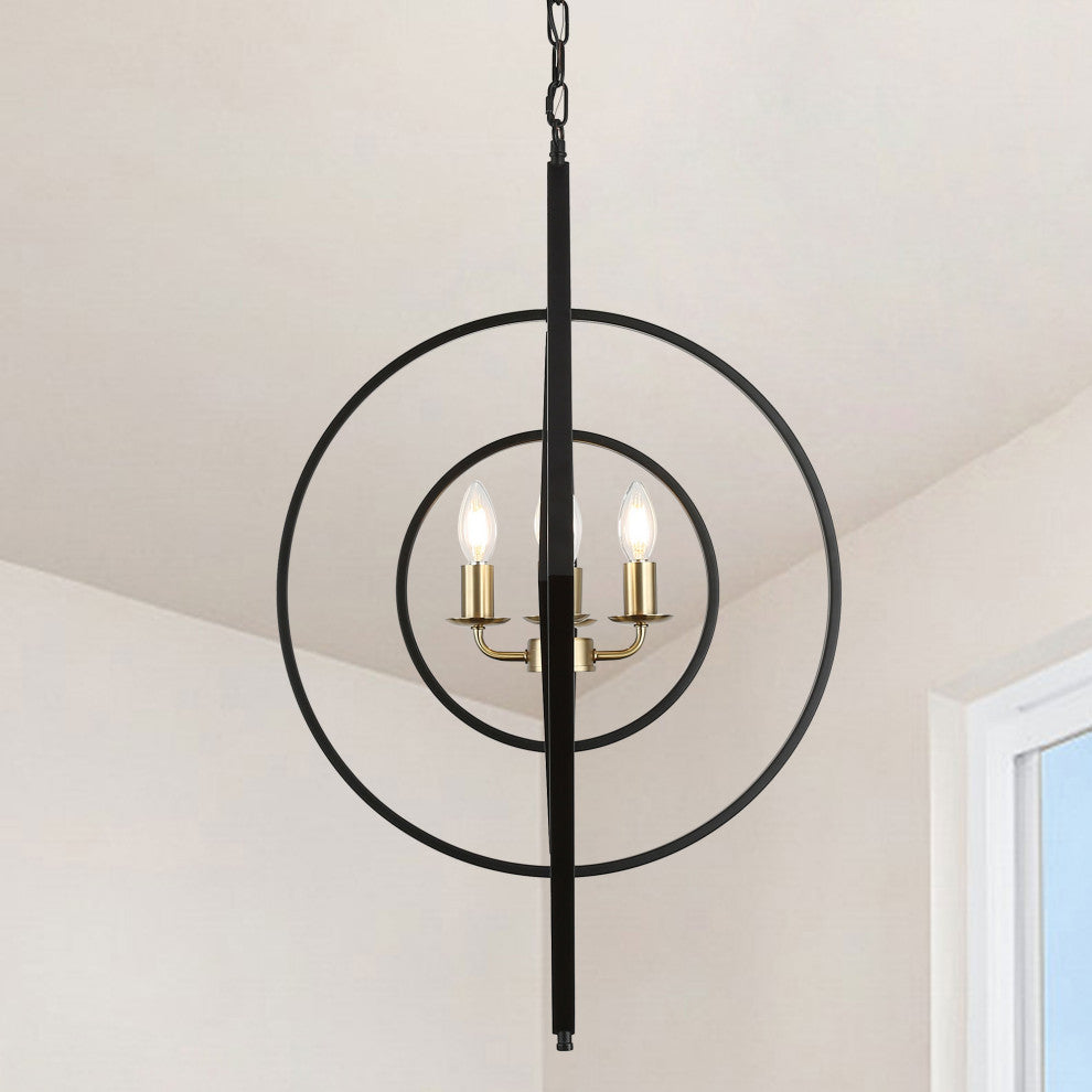 30" Modern Metal Frame Chandelier with 4-Lights Adjustable Shades