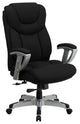 Plush Office Chair, Padded Back With Lumbar Support & Headrest, Black Fabric