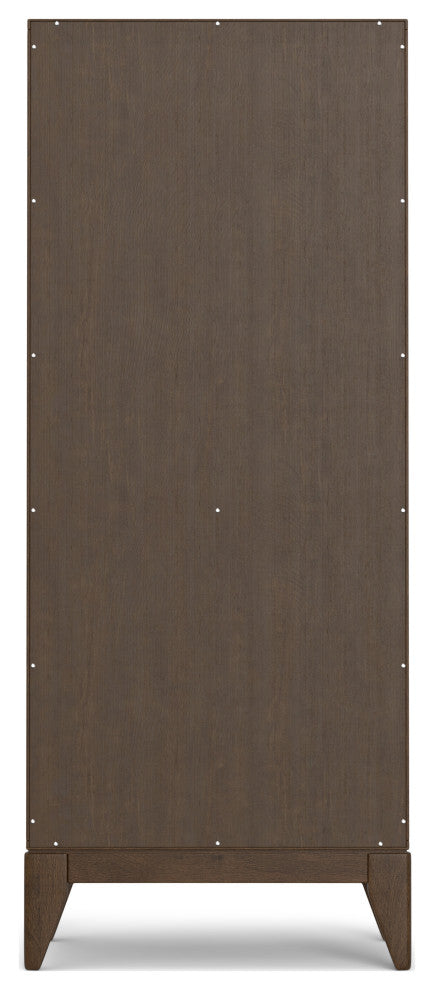 Harper Solid Hardwood 5 Shelf Bookcase, Walnut Brown