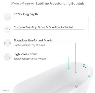 Swiss Madison Sublime 67" Single Slipper Freestanding Bathtub