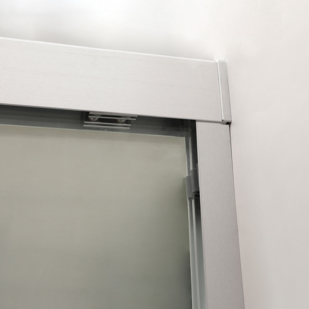48" W x 76" H Semi-Frameless Double Sliding Shower Door, Brushed Nickel