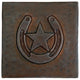 Horse Shoe/Star Design Hammered Copper Tile, 8"x 8"