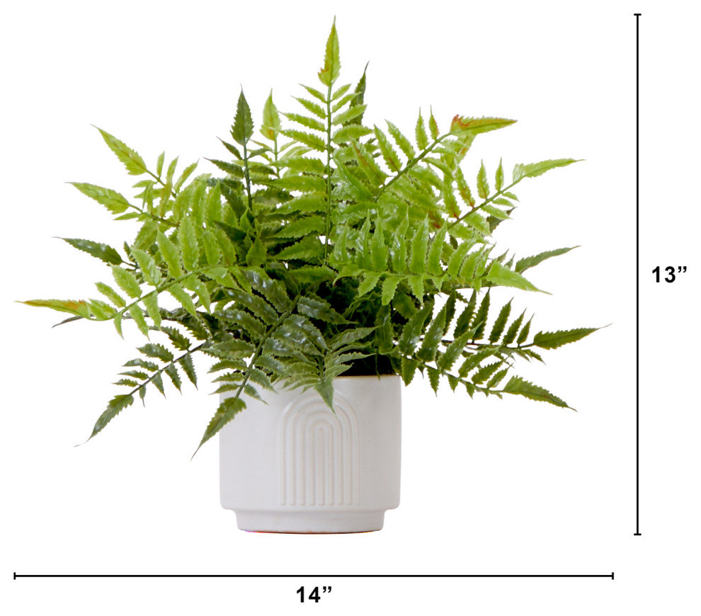 13in. Artificial Boston Fern Plant with Decorative Planter