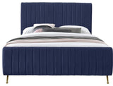 Maklaine Modern 49'H x 57'W x 86.8'D Contemporary Navy Velvet Full Bed