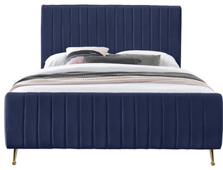 Maklaine Modern 49'H x 57'W x 86.8'D Contemporary Navy Velvet Full Bed