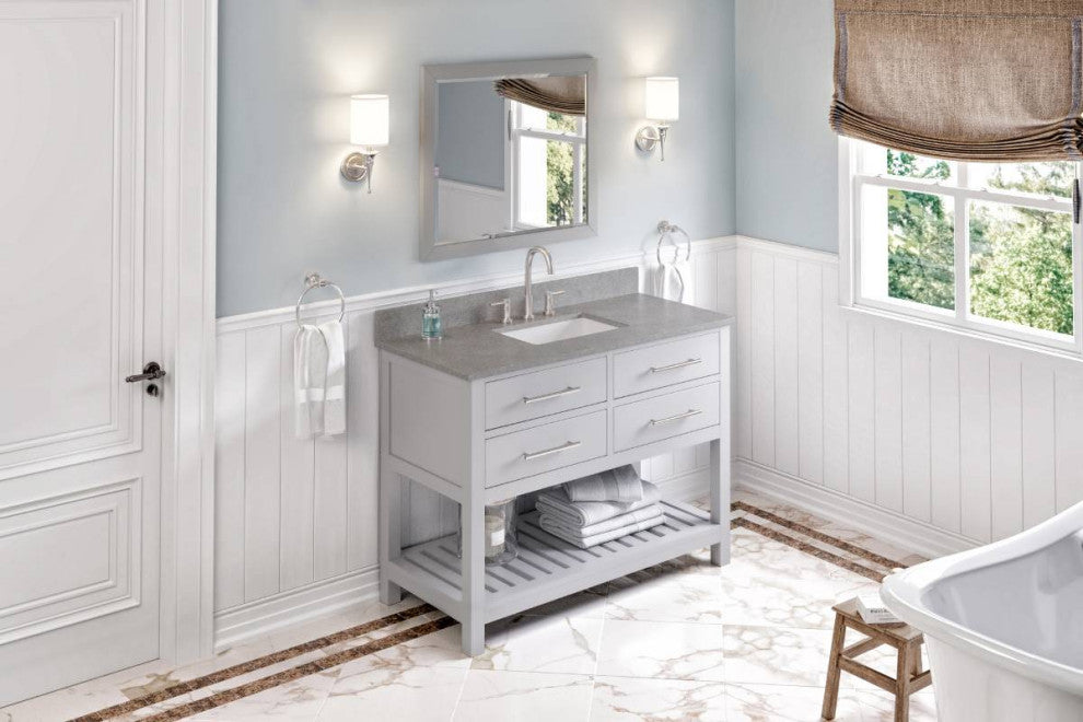 Wavecrest Contemporary Grey 48" Vanity, Steel Grey Cultured Marble Vanity Top